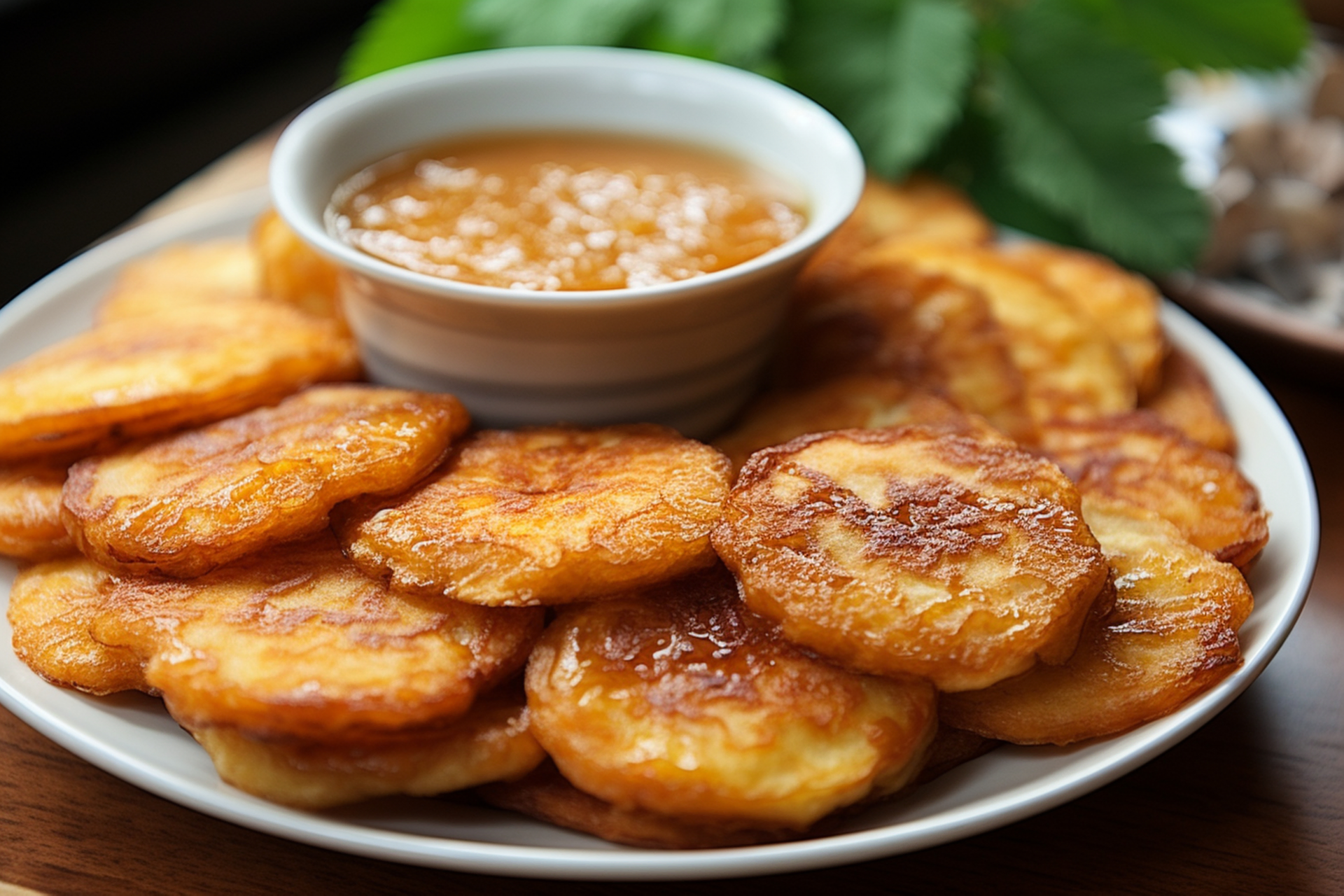 Overhead flat-lay of all ingredients for African Spiced Plantain Fritters with Coconut Pepper Dip laid out on a kitchen surface.