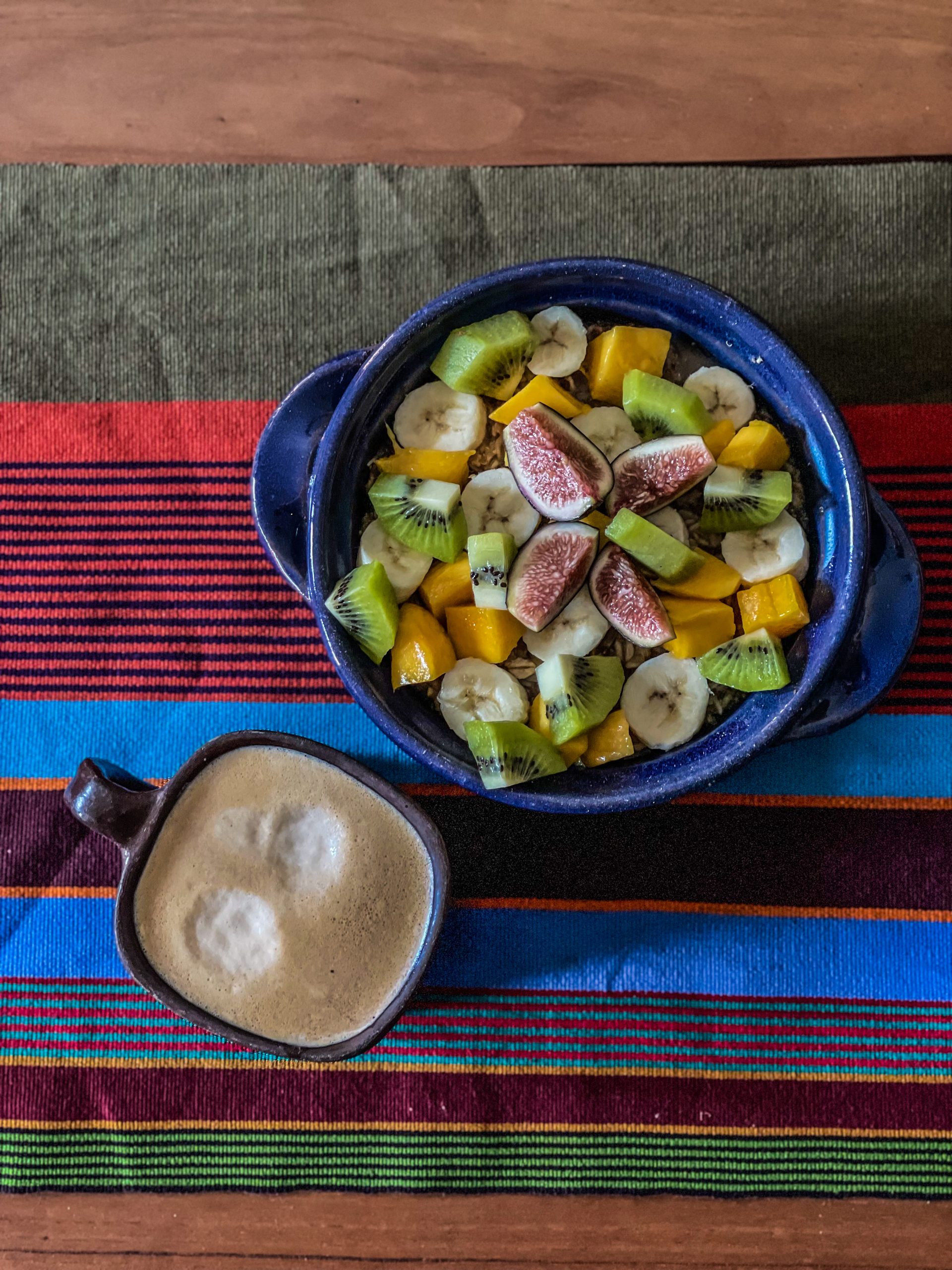 Overhead flat-lay of all ingredients for Andean Pacha Manca laid out on a kitchen surface.