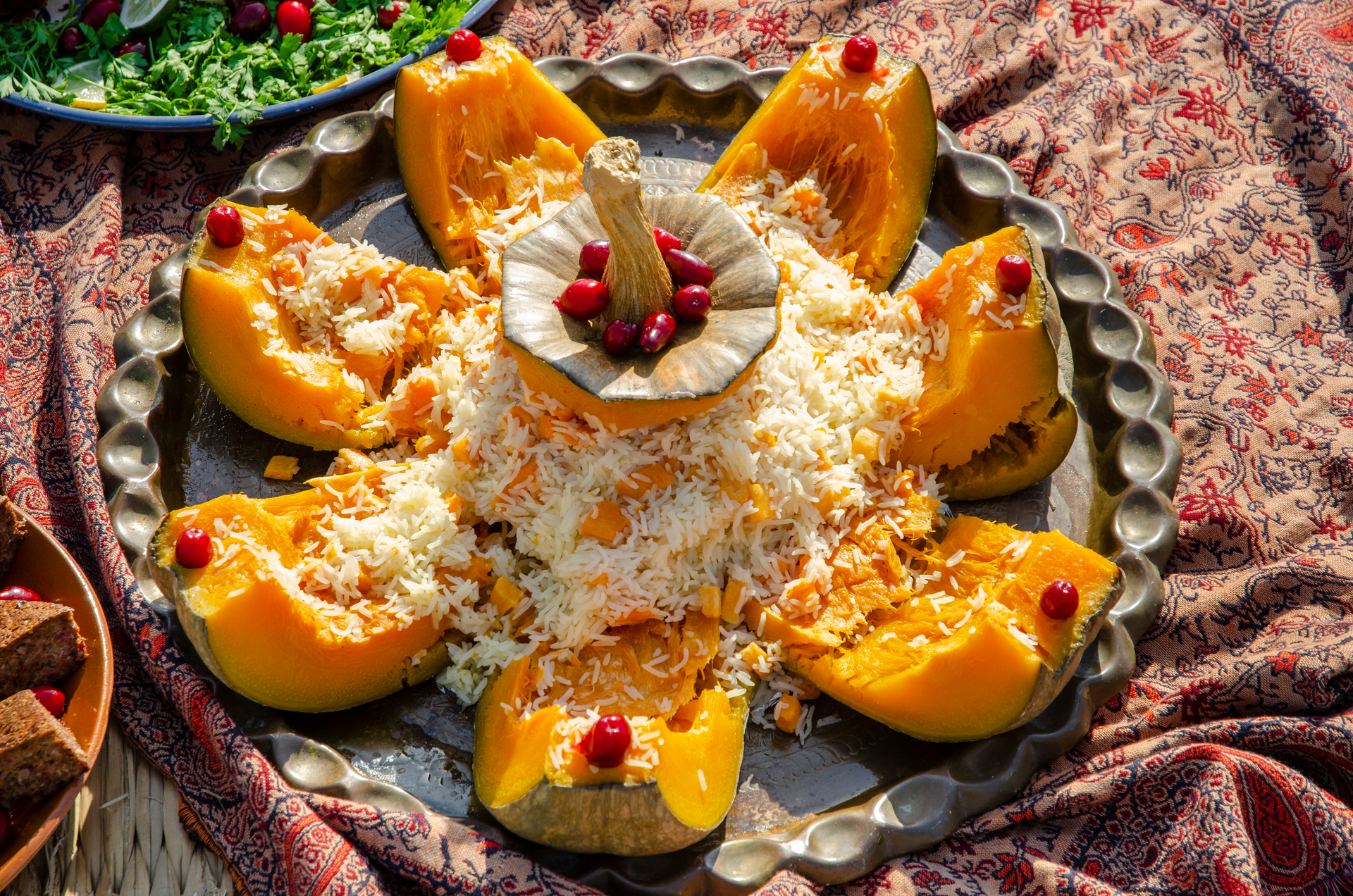 Aromatic Armenian Ghapama Stuffed Pumpkin with Sweet Rice Filling