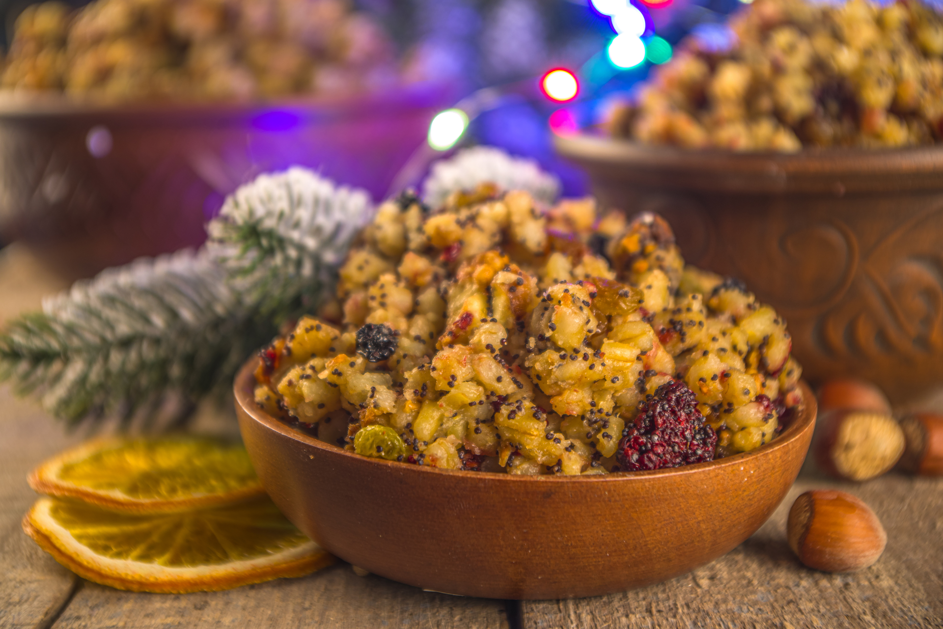 Overhead flat-lay of all ingredients for Aromatic Moroccan Spiced Couscous with Dried Apricots laid out on a kitchen surface.