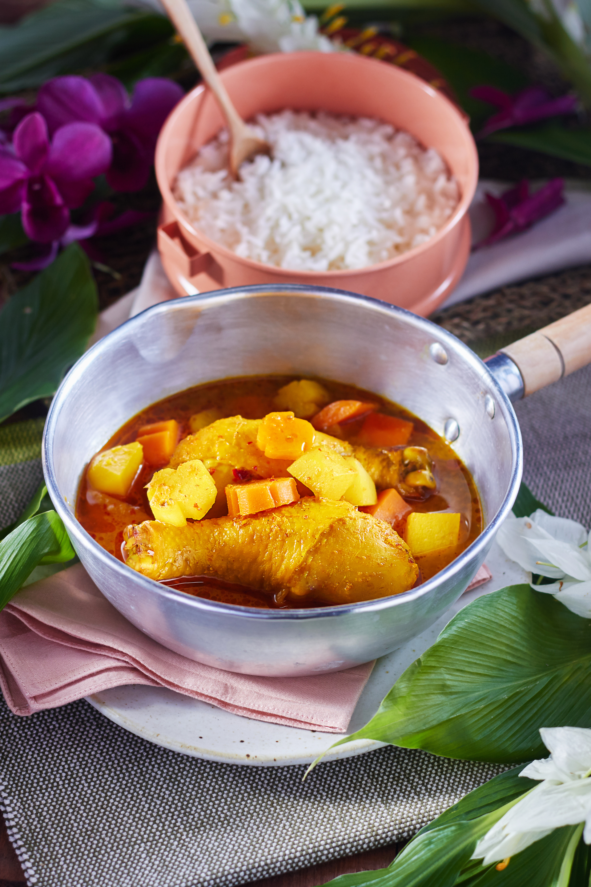 Aromatic Panamanian Sancocho with Root Vegetables — Main Course served and photographed from above