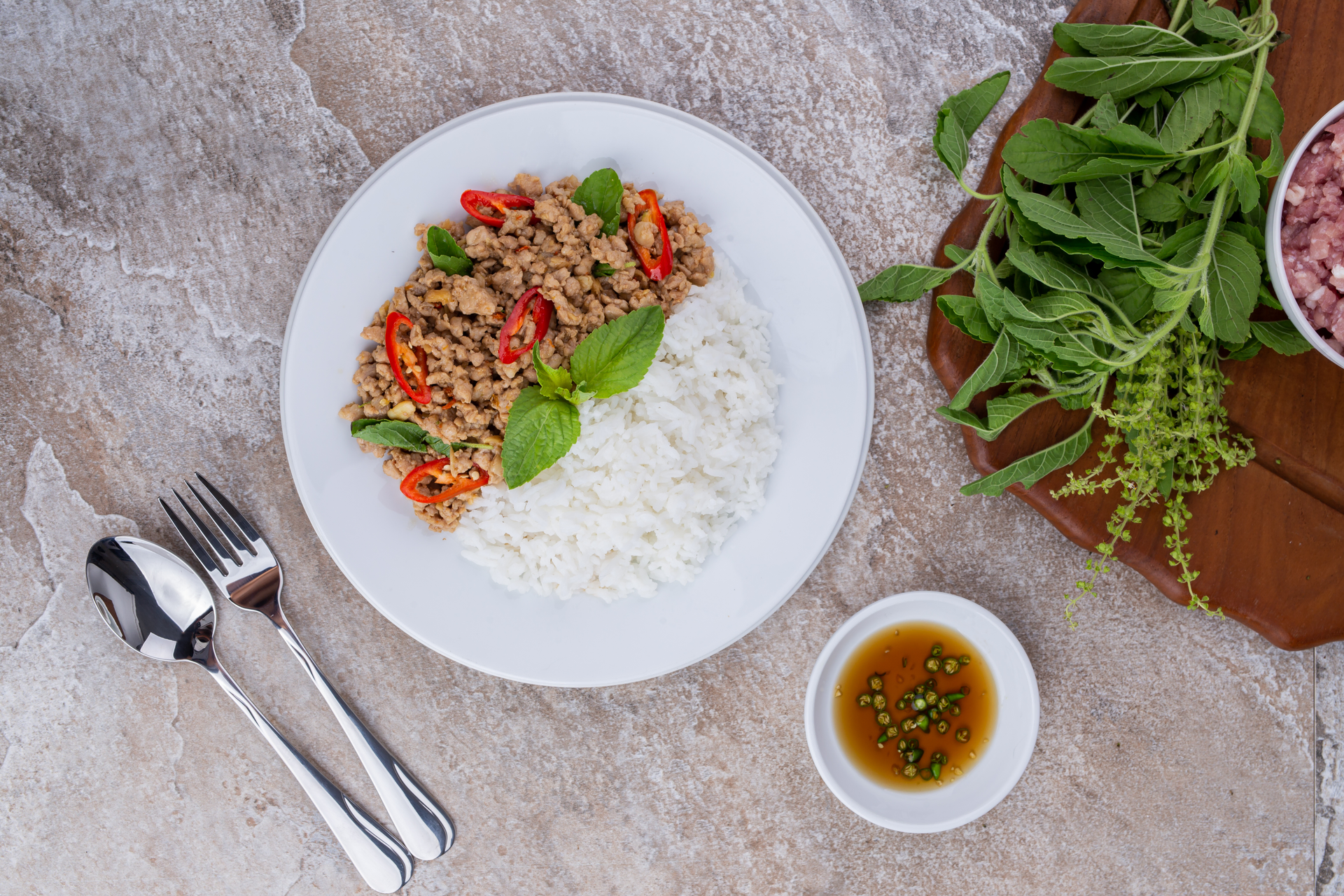 Aromatic Thai Basil Pork with Jasmine Rice