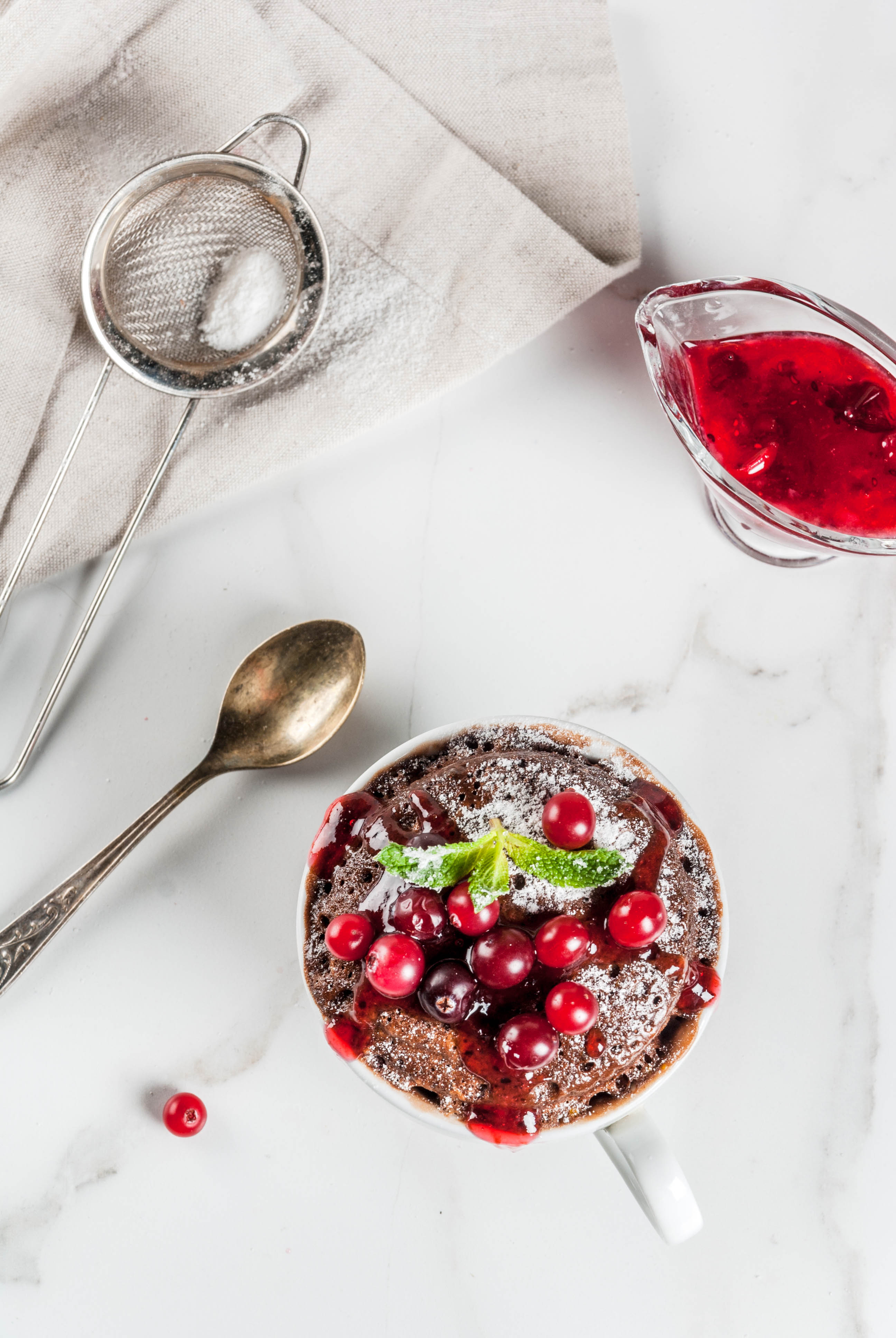 Baltic Dark Rye Breakfast Skyr with Lingonberries — Breakfast served and photographed from above