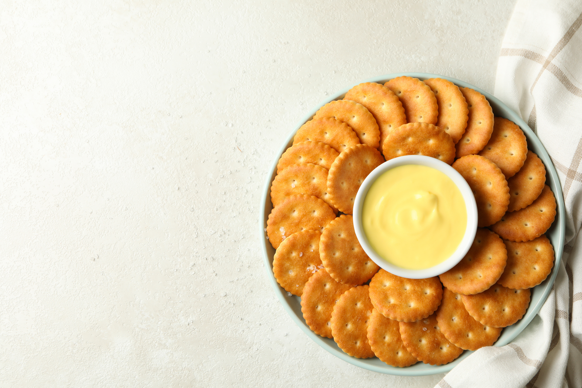 Bavarian Pretzel Dumplings with Mustard Sauce — Main Course served and photographed from above
