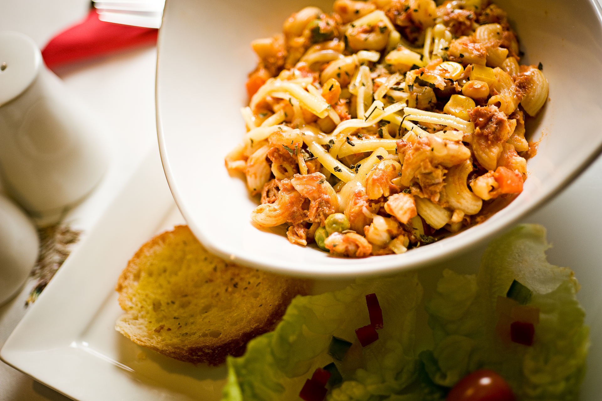 Cajun Blackened Shrimp with Creole Corn Salad — Main Course served and photographed from above