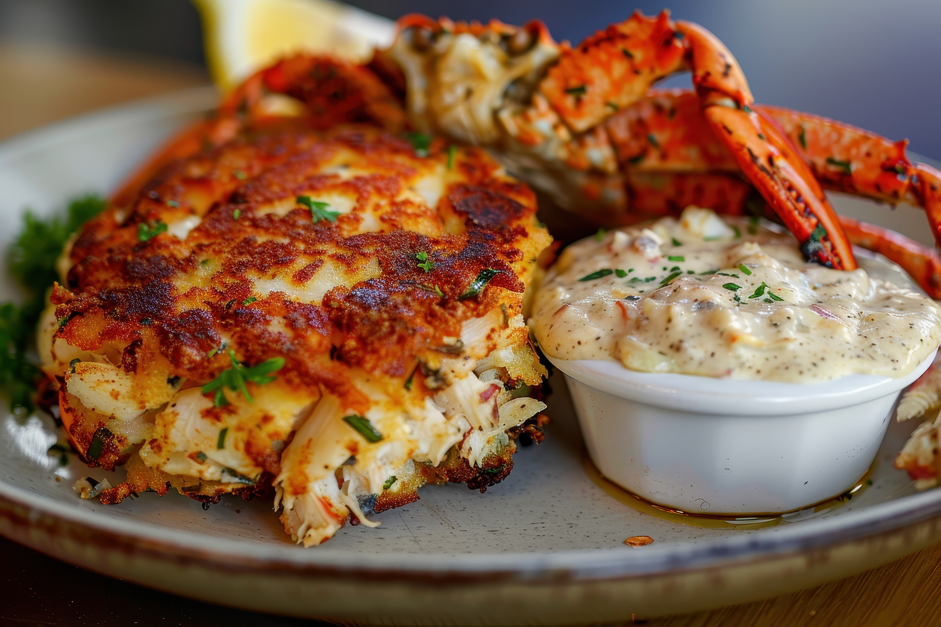 Cajun Crab Étouffée with Creole Cornbread — Main Course served and photographed from above