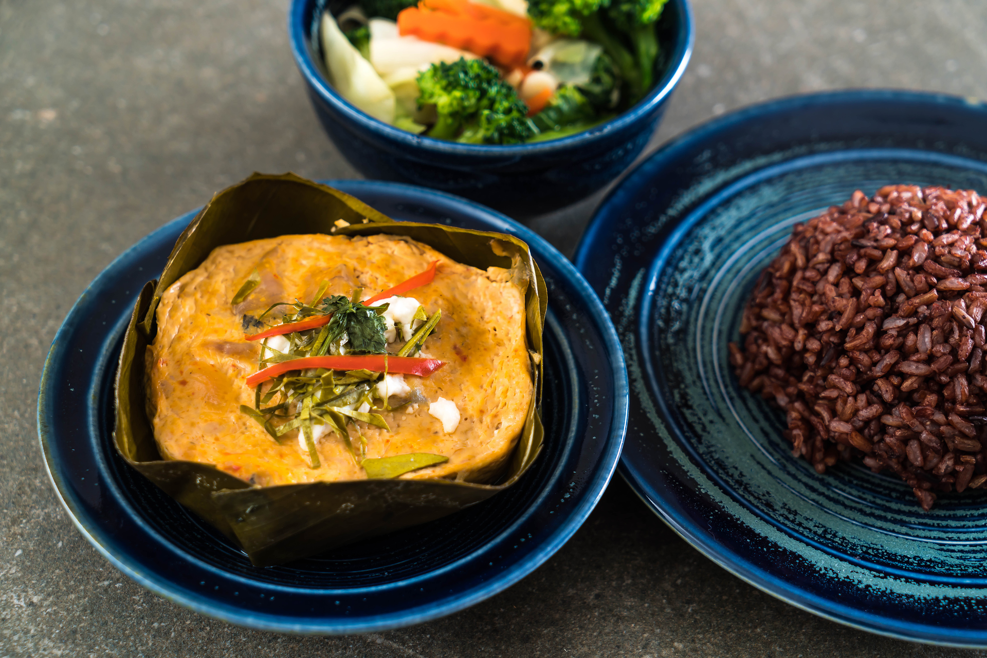 Cambodian Amok Trey — Main Course served and photographed from above