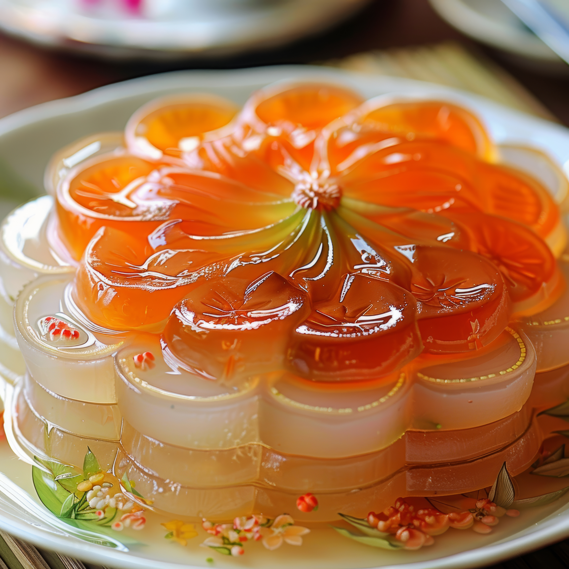 Overhead flat-lay of all ingredients for Chinese Osmanthus Jelly Cake with Goji Berry Infusion laid out on a kitchen surface.