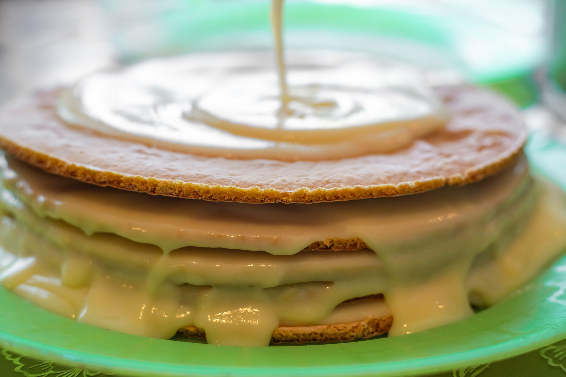 Overhead flat-lay of all ingredients for Colombian Arequipe Alfajores with Dulce de Leche Filling laid out on a kitchen surface.