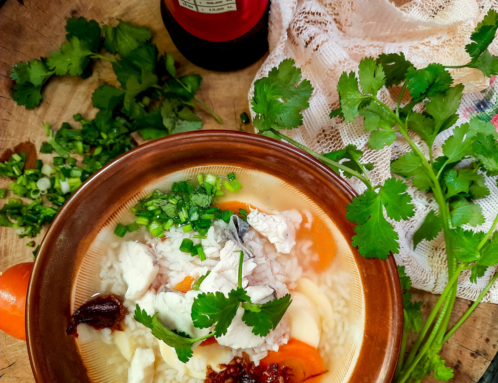 Overhead flat-lay of all ingredients for Creamy Bosnian Begova Čorba with Okra and Veal laid out on a kitchen surface.