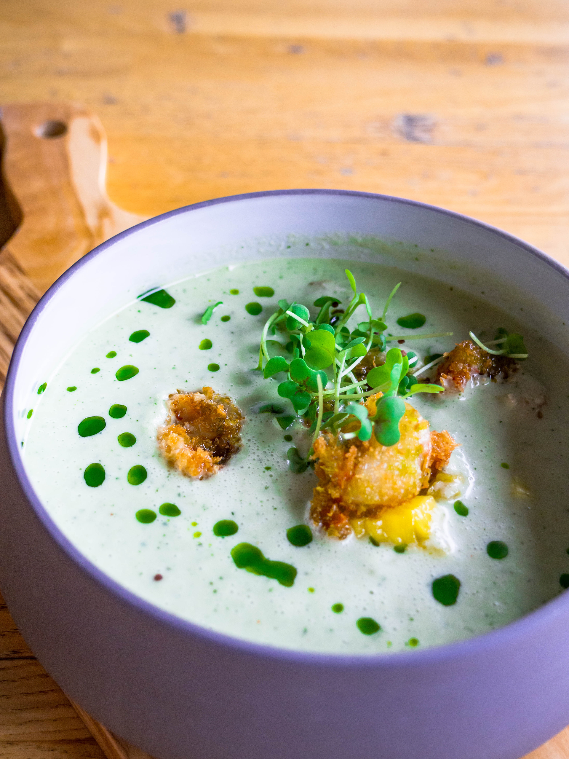 Creamy Icelandic Fish Chowder with Dill and Saffron — Main Course served and photographed from above
