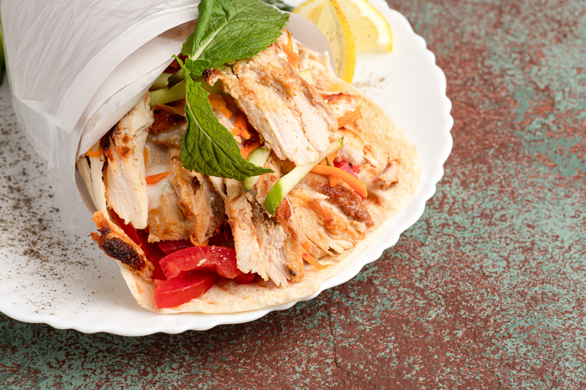 Creamy Mediterranean Chicken Shawarma — Main Course served and photographed from above