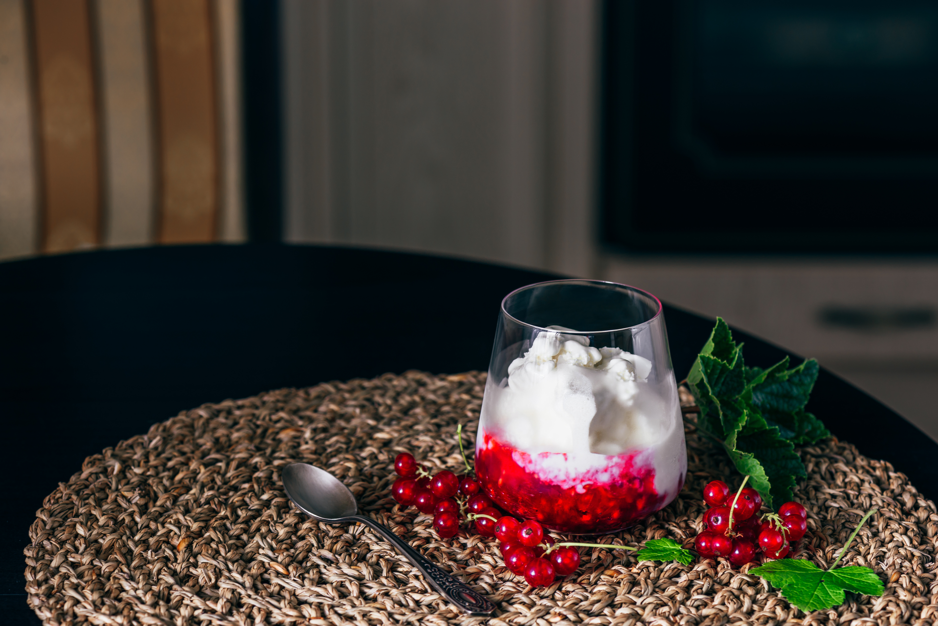 Overhead flat-lay of all ingredients for Creamy Sudanese Karkadeh with Hibiscus and Mint laid out on a kitchen surface.