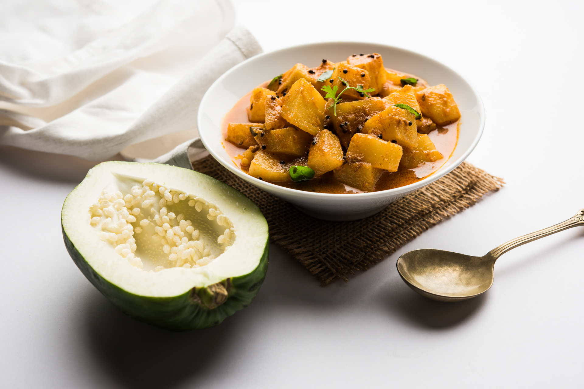 Creamy Tanzanian Coconut Bean Stew with Plantains — Main Course served and photographed from above
