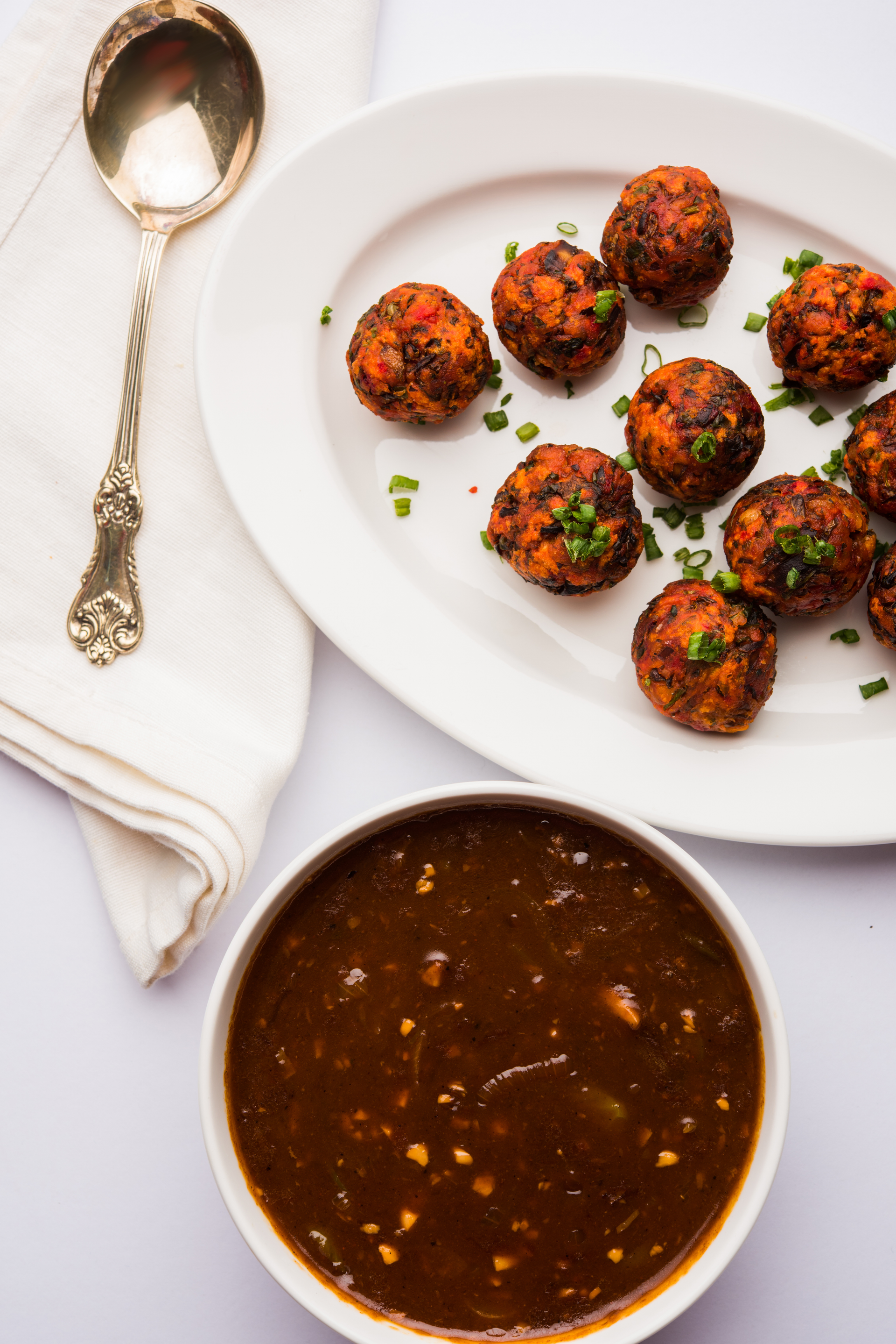 Crisp Punjabi Aloo Tikki with Tamarind Chutney — Appetizer served and photographed from above