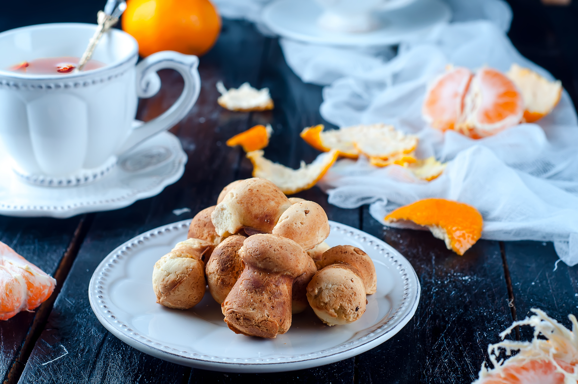 Crispy Croatian Fritule with Orange Zest and Rum — Dessert served and photographed from above
