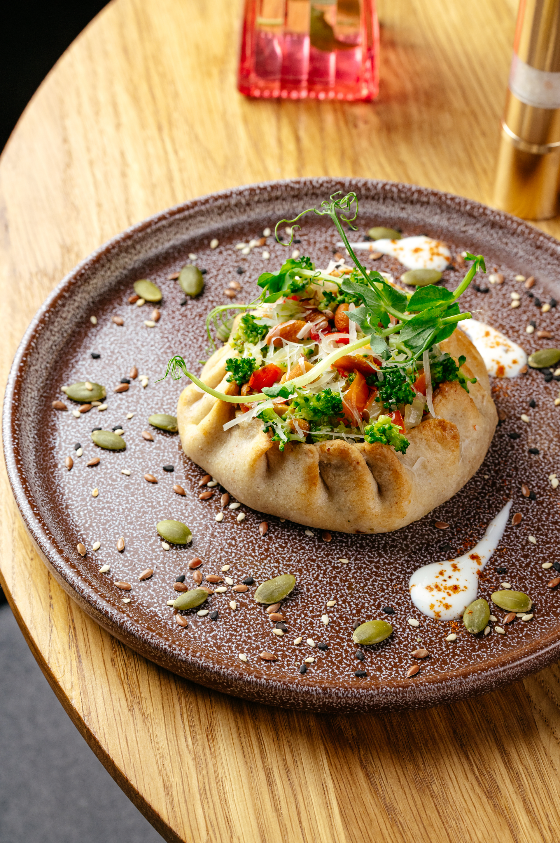 Crispy Himalayan Buckwheat Momos with Yak Cheese Filling — Appetizer served and photographed from above