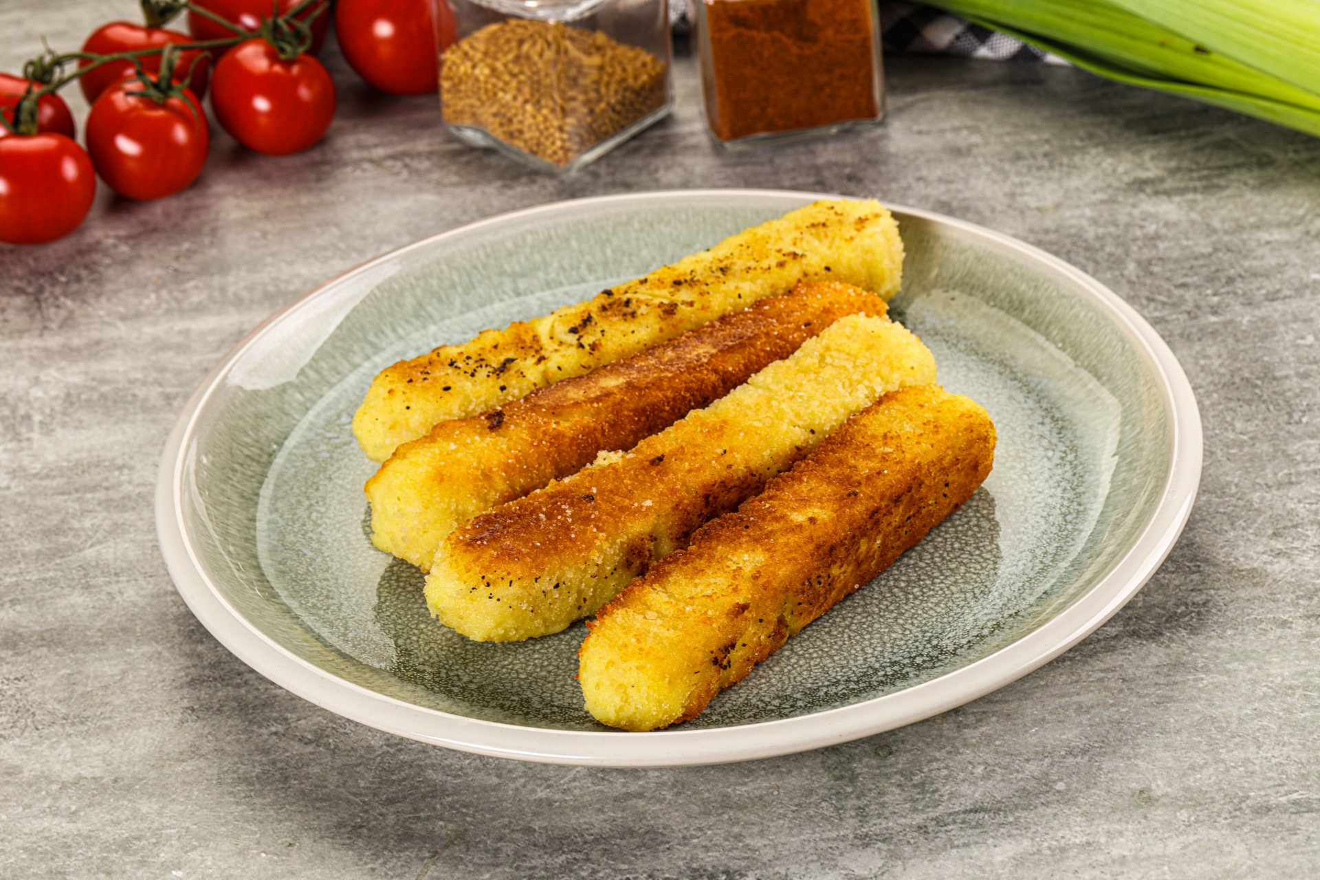 Overhead flat-lay of all ingredients for Crispy Serbian Proja Cornbread with Cheddar and Hot Peppers laid out on a kitchen surface.