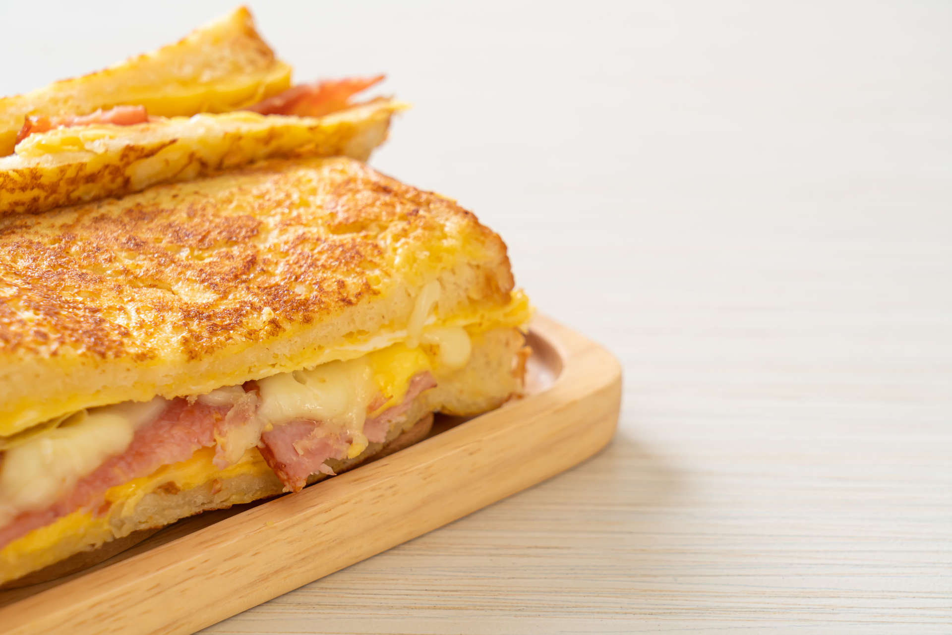 Croque Monsieur with Gruyere and Ham — Main Course served and photographed from above