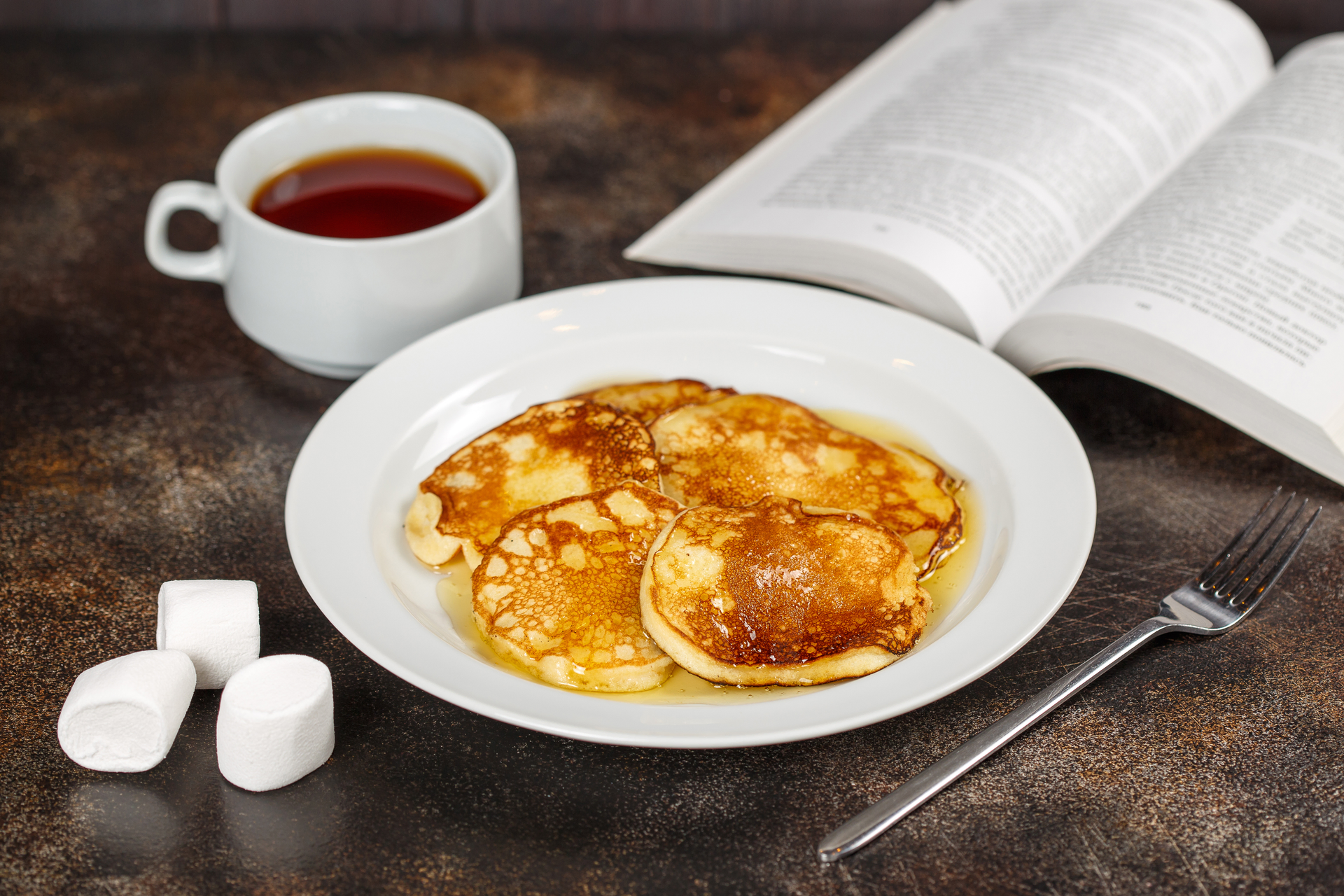 Dutch Poffertjes with Maple Butter — Snack served and photographed from above