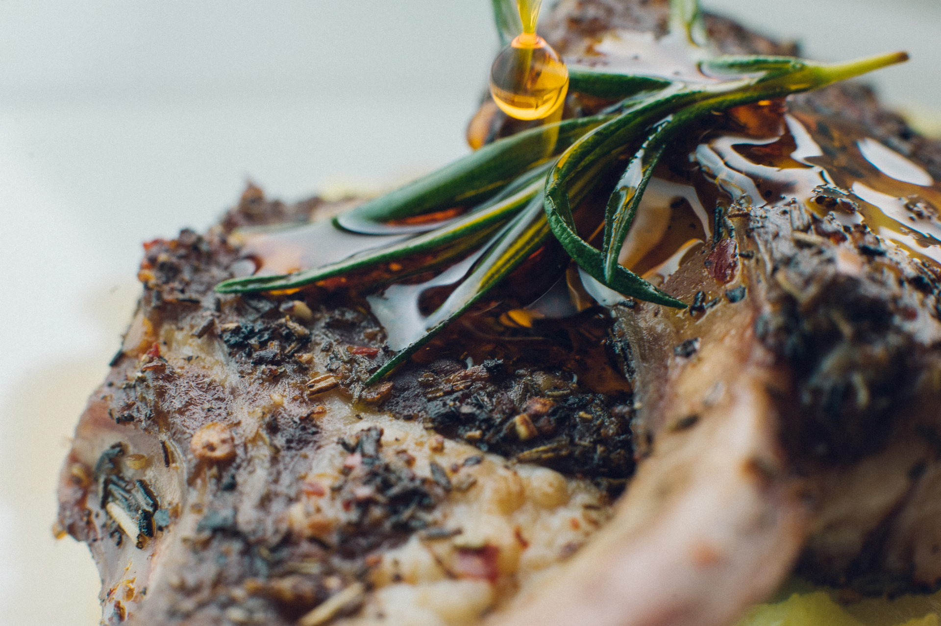 Edgewood Ranch Lamb with Herb and Citrus Marinade — Main Course served and photographed from above