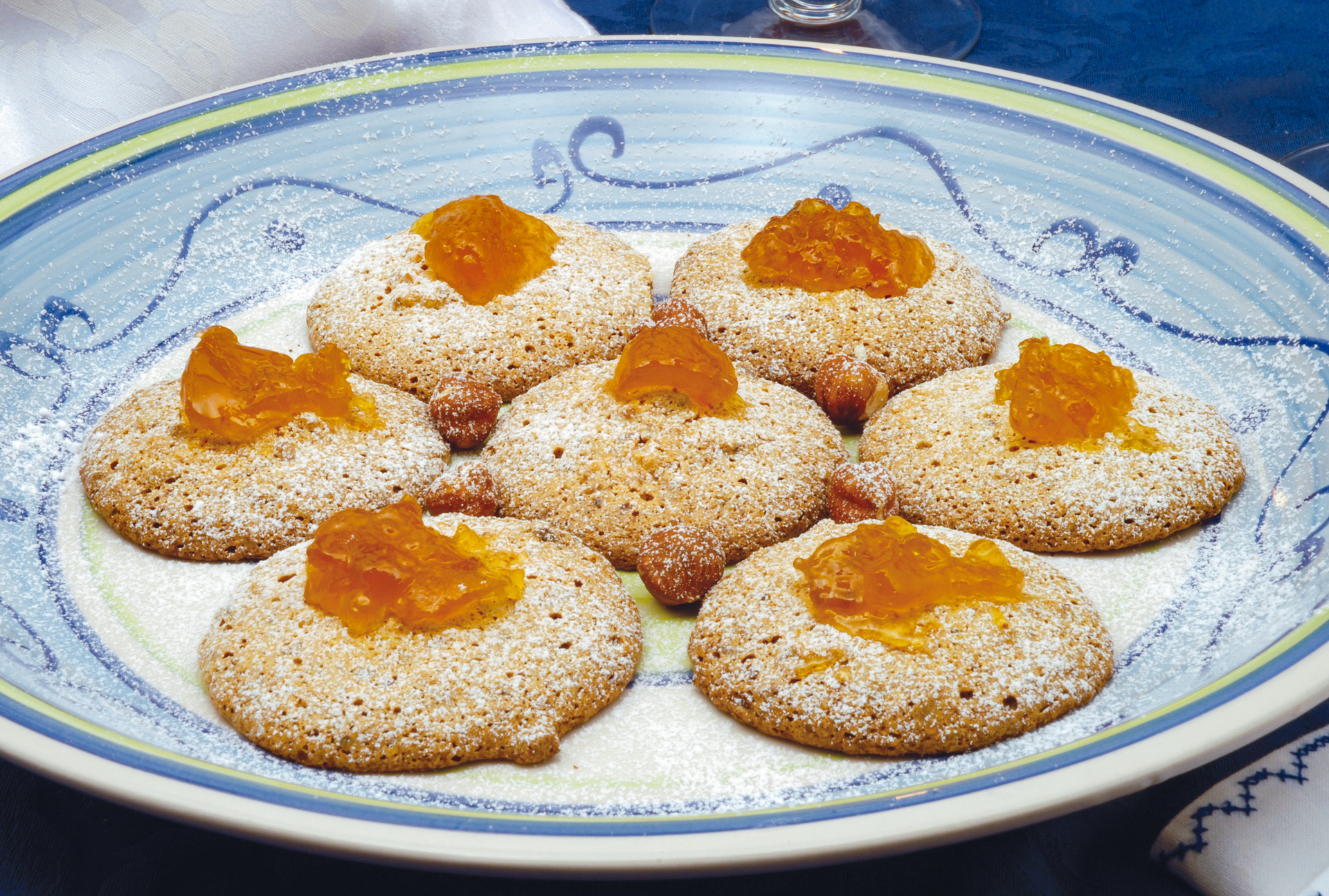 Egyptian Honey-Sesame Cookies with Orange Zest — Dessert served and photographed from above