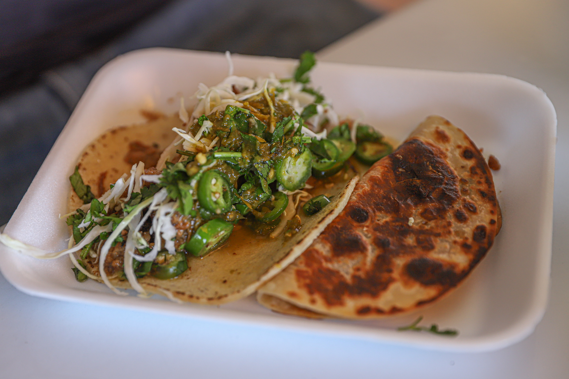 Ethiopian Berbere Lentil Tacos with Teff Tortillas — Main Course served and photographed from above