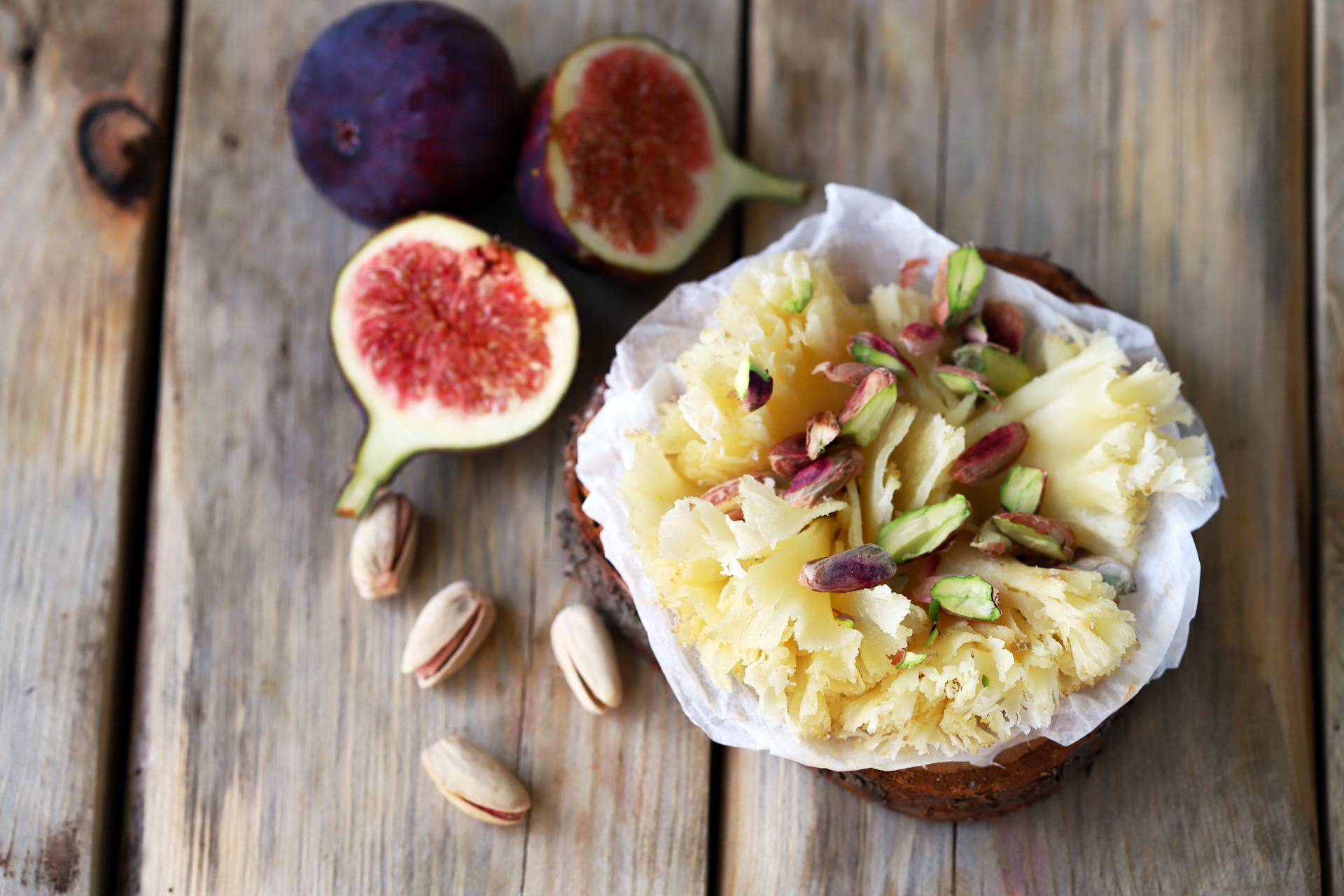 Exotic Moroccan Fig and Orange Blossom Sorbet — Dessert served and photographed from above