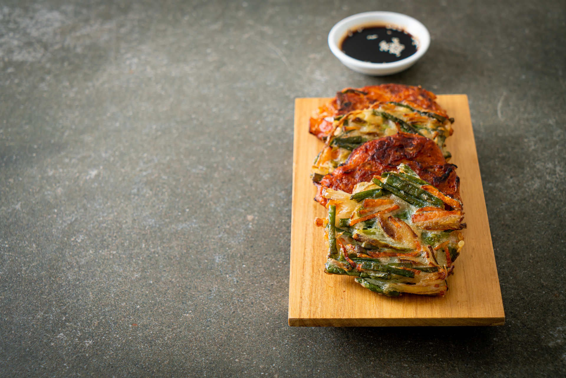 Fiery Korean Bibimbap Burritos with Gochujang Sauce — Main Course served and photographed from above
