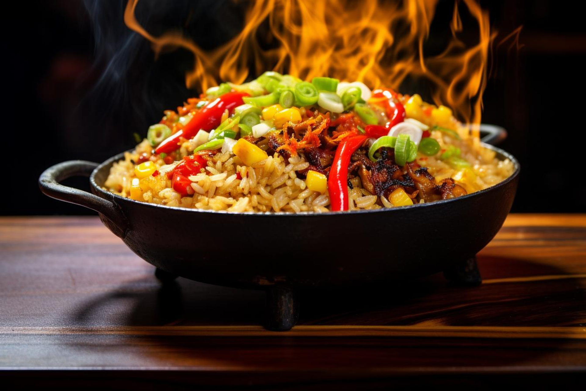 Fiery Peruvian Arroz Chaufa with Rocoto Chili Sauce