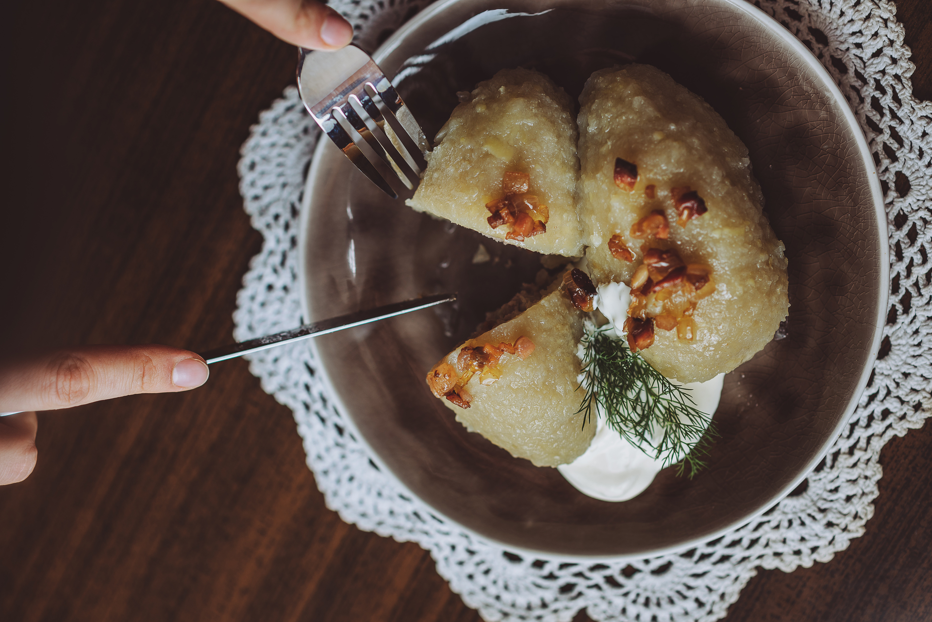 Finnic Karelian Pasties with Rice Porridge Filling — Appetizer served and photographed from above