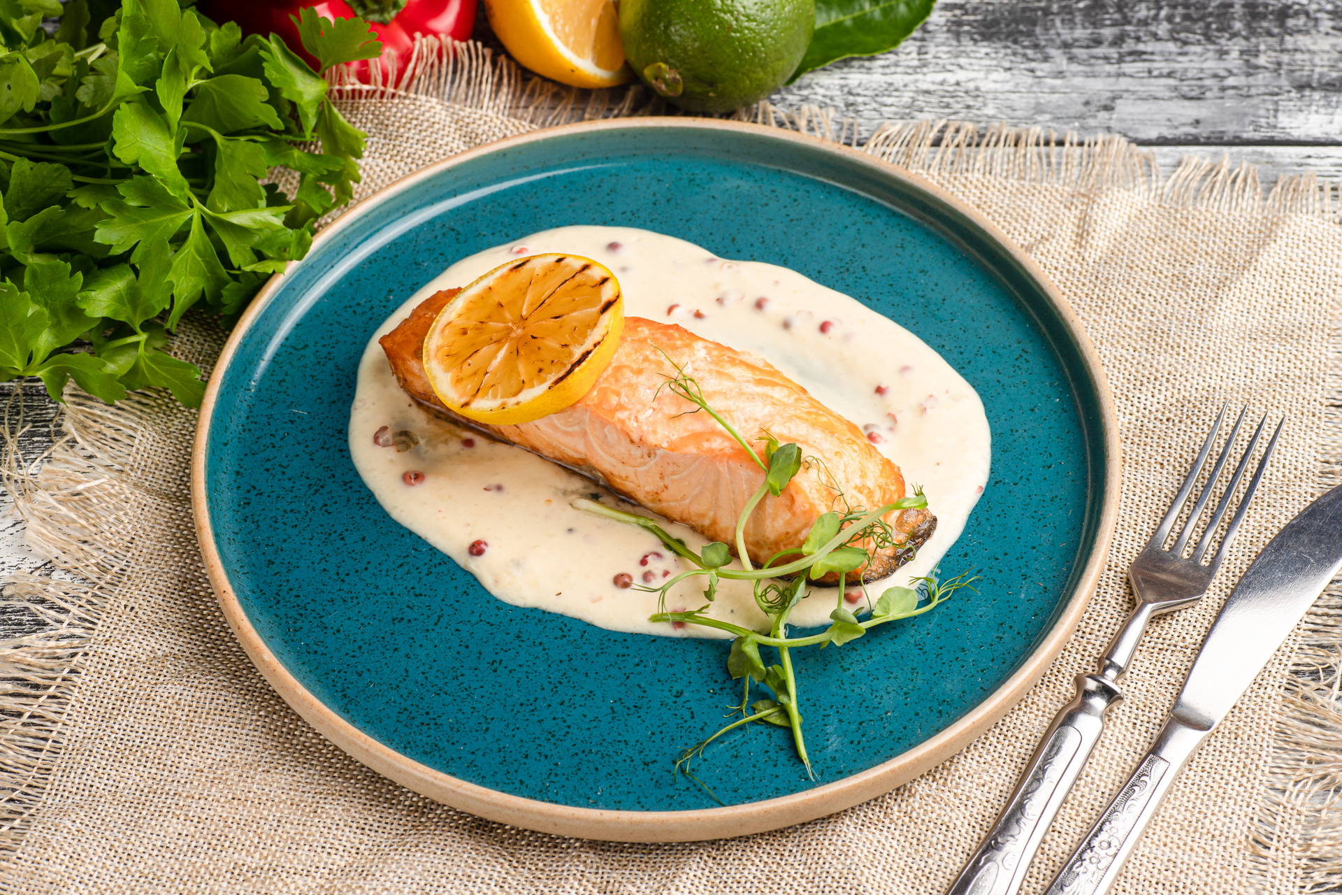 Finnish Mustard-Crusted Salmon with Dill Cream Sauce