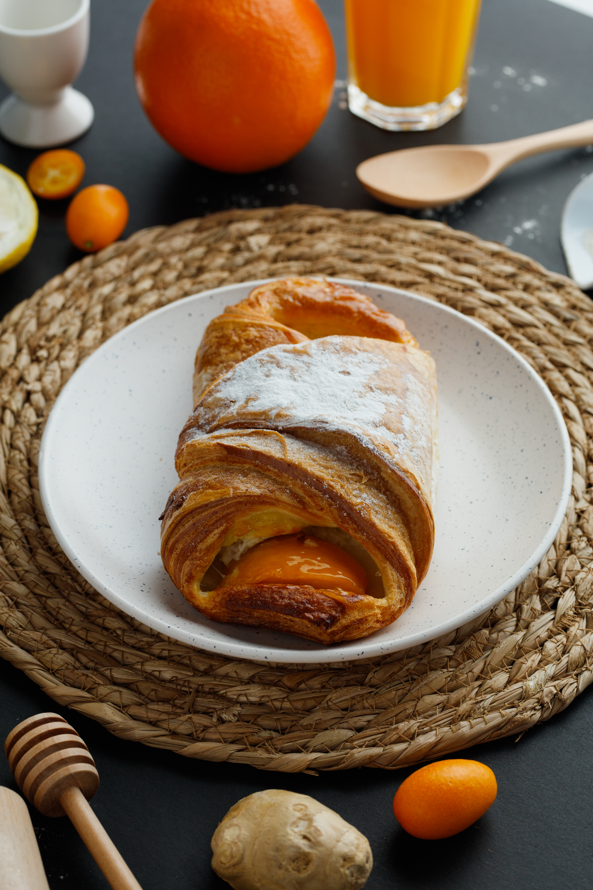 Fluffy Greek Bougatsa with Cinnamon and Orange Zest — Dessert served and photographed from above