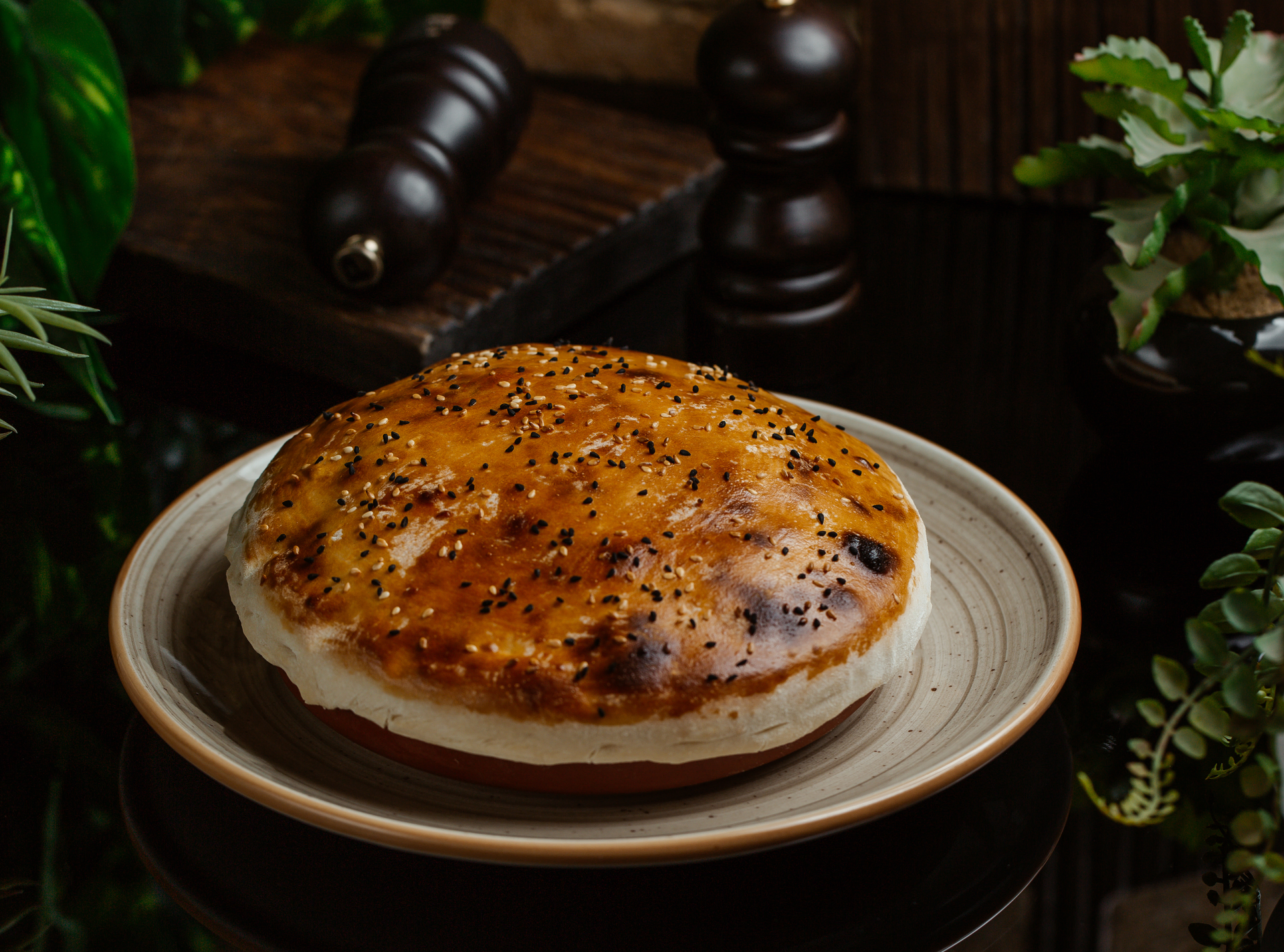 Overhead flat-lay of all ingredients for Fluffy Palestinian Kaak Bread with Anise and Sesame laid out on a kitchen surface.