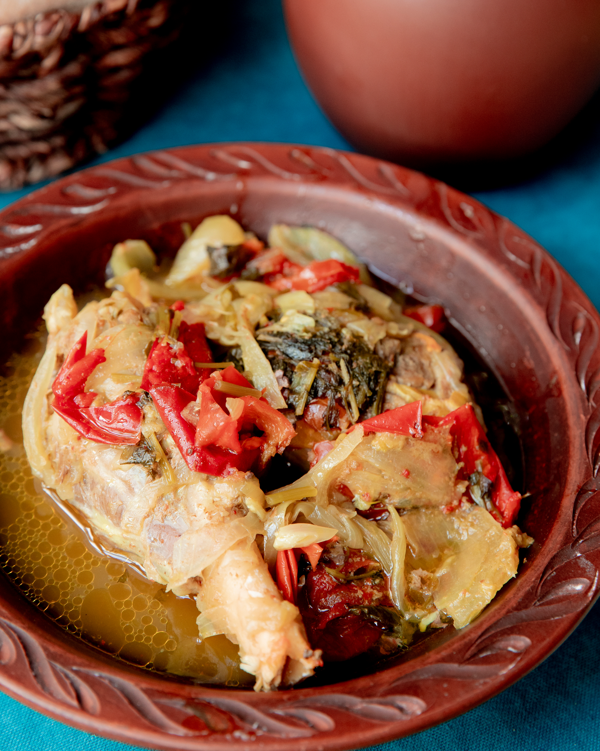 Fragrant Balinese Ayam Betutu — Main Course served and photographed from above