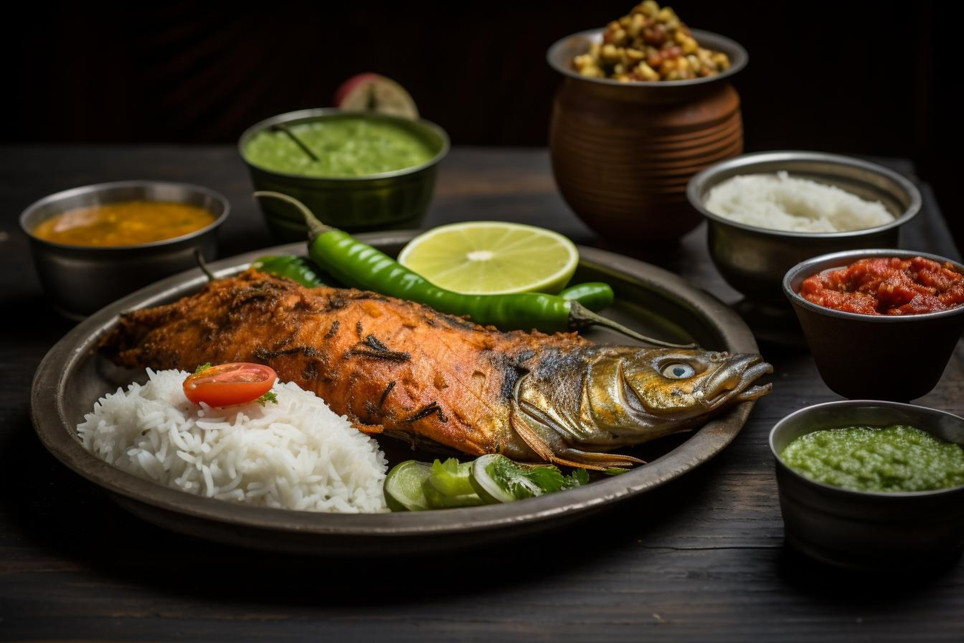 Fragrant Bengali Panta Bhat with Fish Fry