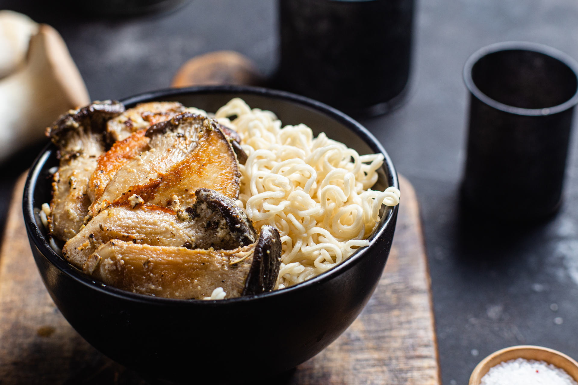 Fragrant Japanese Niboshi Ramen with Clam Broth — Main Course served and photographed from above