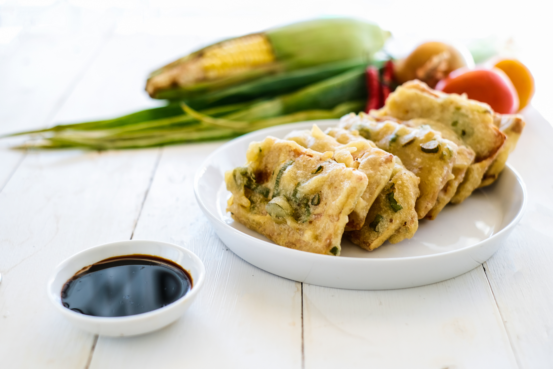 Fragrant Japanese Shiso Leaf Wrapped Fried Tofu with Yuzu Dip