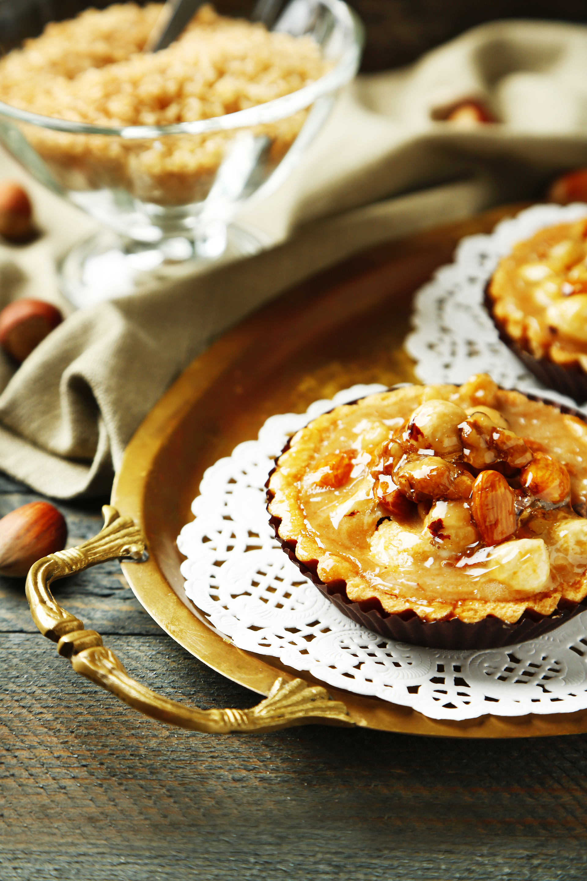 Fruity Moroccan Date and Orange Blossom Tarts with Pistachio Dust