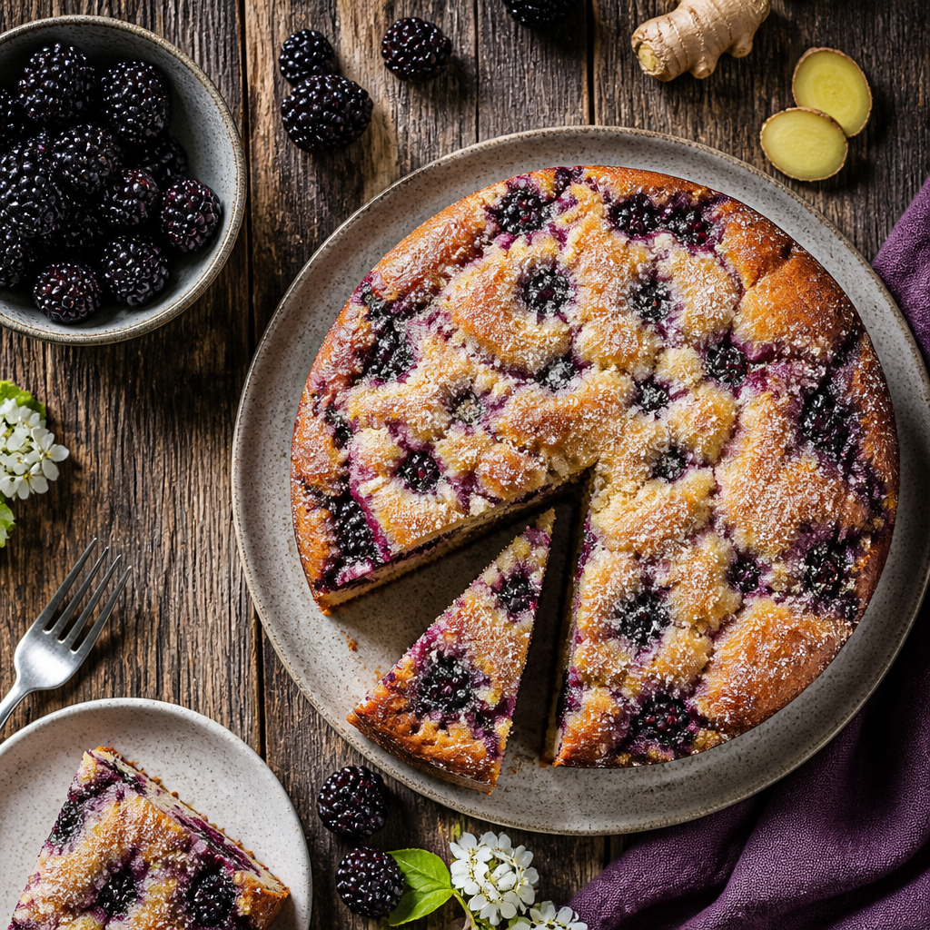 Blackberry Ginger Sour Cream Cake