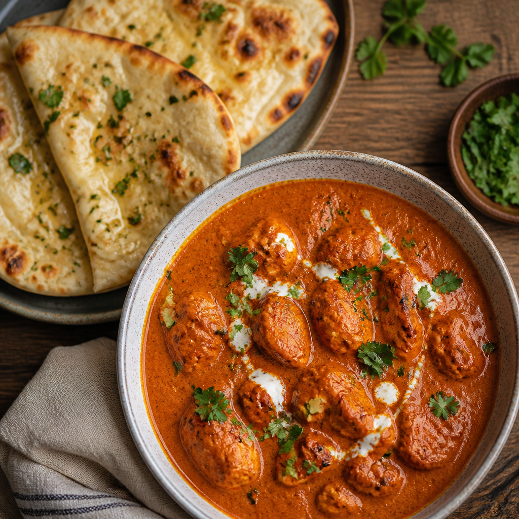 Chicken Tikka Masala With Garlic Butter Naan