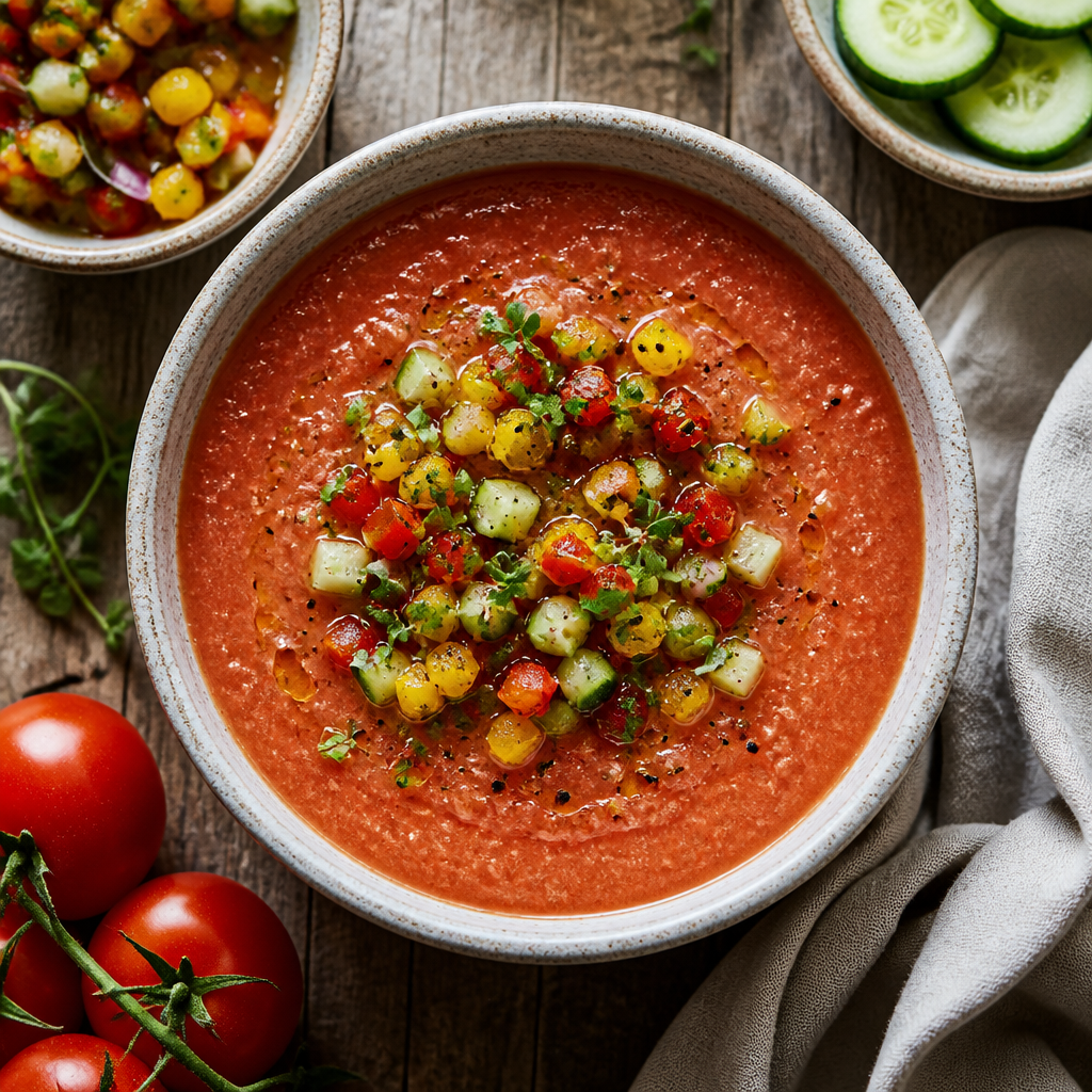 Chilled Gazpacho With Pickled Pepper Relish