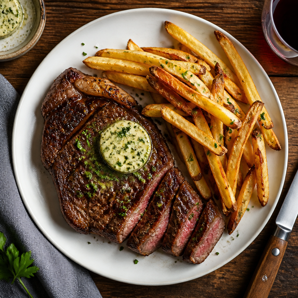 Classic Bistro Steak Frites with Tarragon Butter