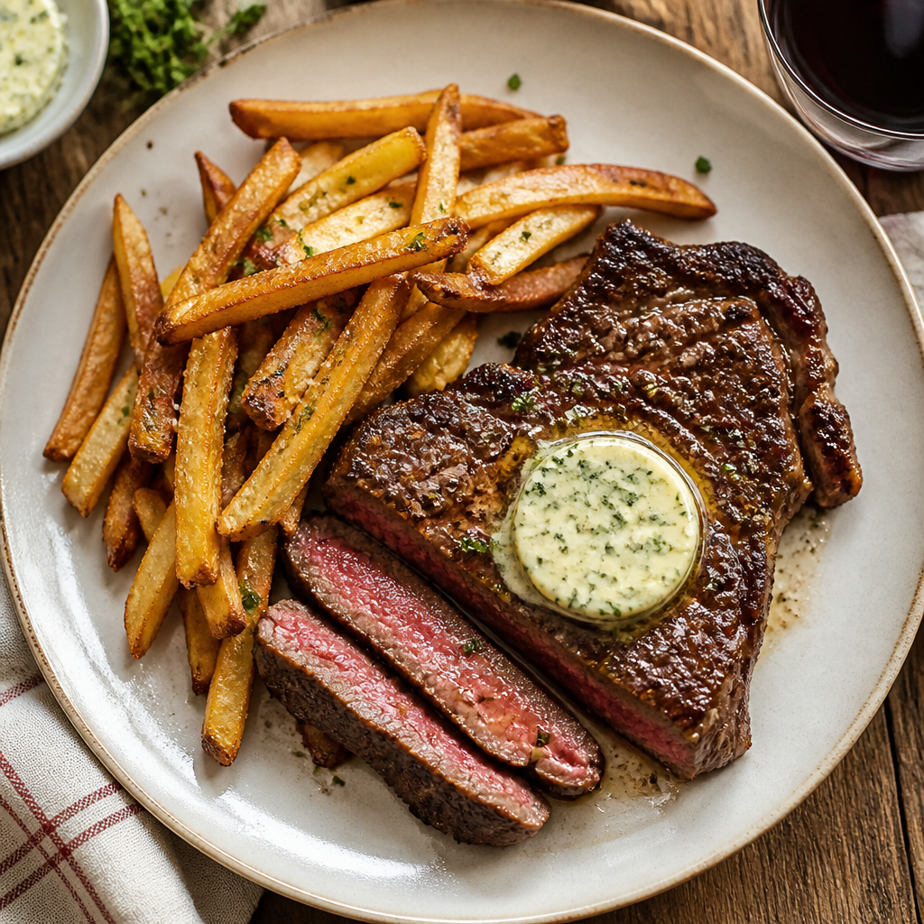 Classic Steak Frites with Herb Butter