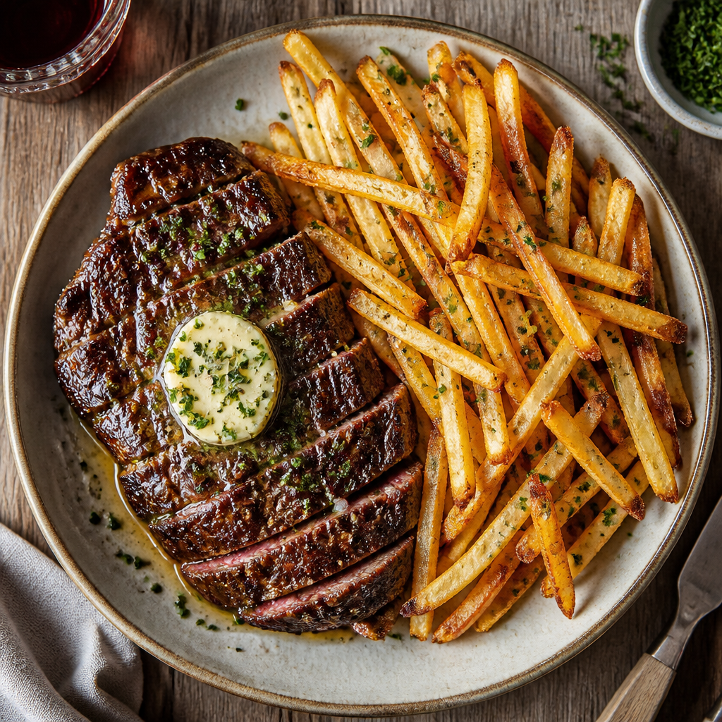 Classic Steak Frites with Herb Butter