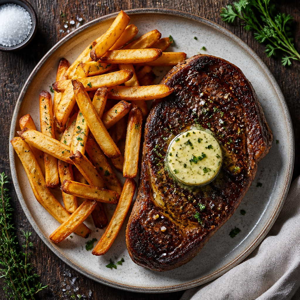 Classic Steak Frites with Maître d'Hôtel Butter