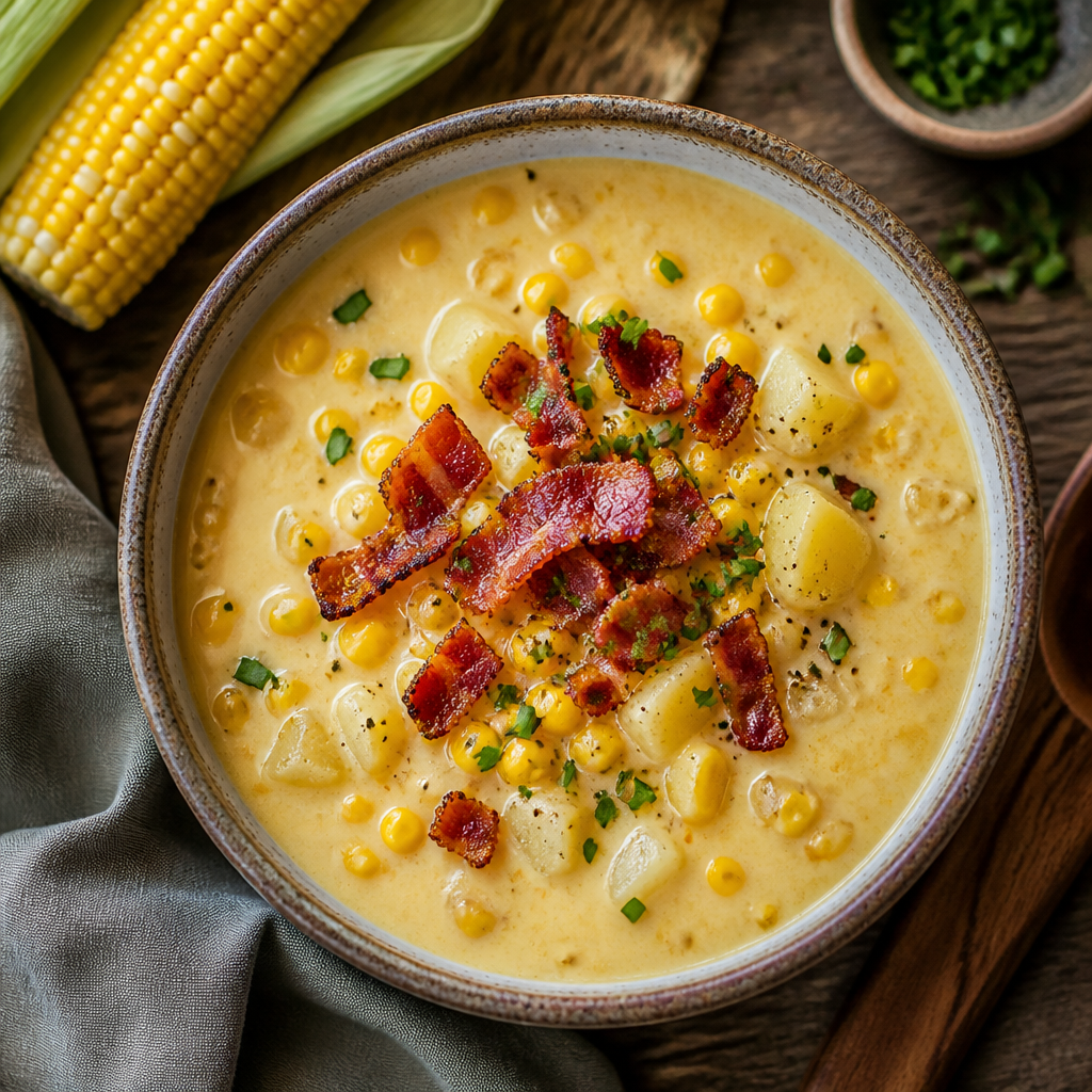 Corn Chowder With Crispy Smoked Bacon