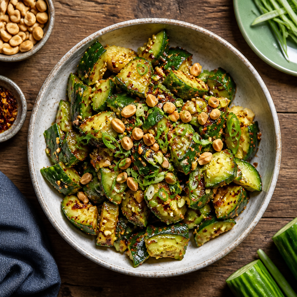 Cucumber Salad With Chili Crisp And Peanuts