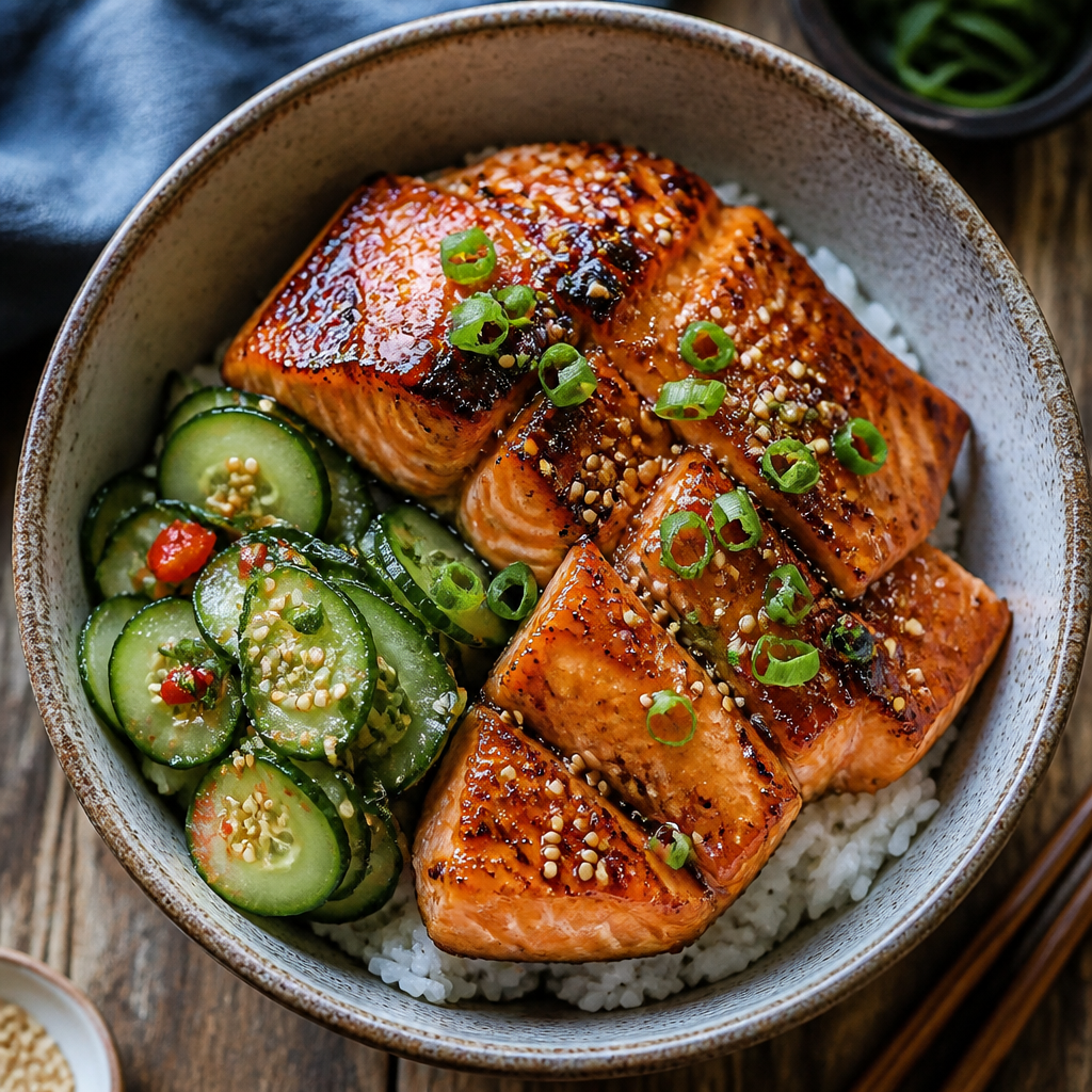 Ginger Miso Glazed Salmon Donburi