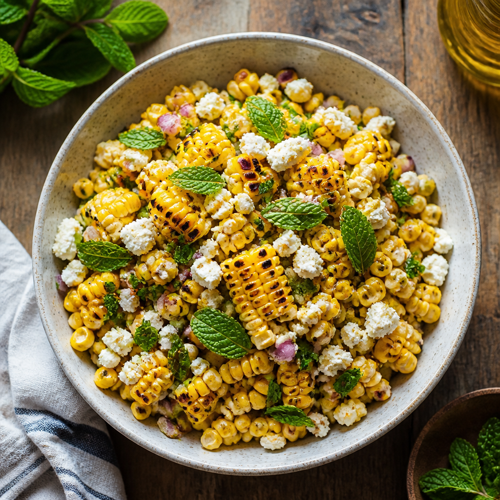 Grilled Corn Salad With Feta And Mint